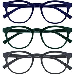 OPULIZE Blu 3 Stuks Blauw Licht Blokkeert Leesbril Blauw Groen Grijs Computer Ontspiegeld Mannen Vrouwen BBB5-367 +3,00