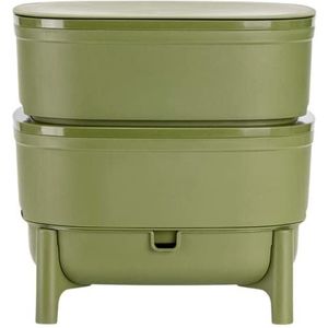 Vermicompost Wormbox voor keuken en balkon, lijkt op turf, designemmer van 100% gerecycled kunststof, volume 30 l, groen