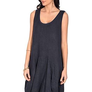 Bonateks Tuniekjurk voor dames, 100% linnen, gemaakt in Italië, tuniek met ronde hals, meerlaags, woestijn, maat: M, Woestijn, M