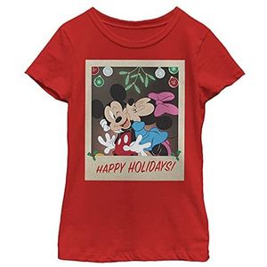 Disney Characters Holiday Polaroid Girl's Solid Crew Tee, Rood, X-Small, Rot, XS