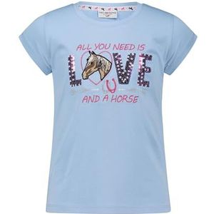 SALT AND PEPPER BY KIDS PARK Meisjes-T-shirt met paardenmotief en pailletten, Noble Blue, 92-98 voor kinderen en meisjes, Noble Blue, 92-98