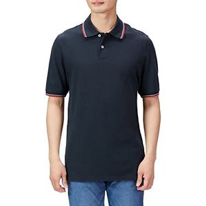 Amazon Essentials Men's Poloshirt van piqué-katoen met normale pasvorm (verkrijgbaar in grote en lange maten), Zwart Rood Wit Dunne streep, XS