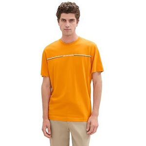 TOM TAILOR Heren 1037803 T-shirt met print, 12392 - Fresh Pepper Orange, XL