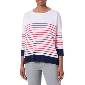 Armor Lux Oversized matrozenhemd met 3/4 mouwen ronde hals lichtgewicht katoen dames, Wit/Tomato/Seal, L