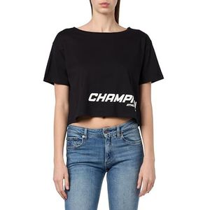 Champion Athletic Club W Crop Oversized S/L T-shirt, zwart, XL dames SS24, Zwart, XL