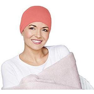 MASUMI Chemo Biologische hoofdbedekking, slaapmuts, kankerhoofdbedekking voor vrouwen met haaruitval, Alopecia mutsen en hoofddeksels, katoen, koraalrood, Eén maat