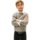 Tommy Hilfiger Katoenen kabeltrui voor jongens KB0KB09753 Pullover Sweater, Grijs (Mid Grey Heather), 9 maanden, Grijs (Mid Grey Heather), 9 maanden