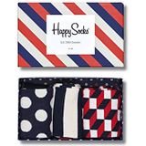 Happy Socks 3-Pack Classic Navy Socks Gift Set, Kleurrijke en Leuke, Sokken voor Dames en Heren, Blauw-Wit-Rood (36-40)