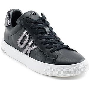 DKNY Abeni Lace Up Leather Sneakers voor dames, zwart/donker gunmetal, 36 EU, Black Dark Gunmetal, 36 EU