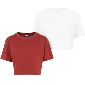 Urban Classics Dames Dames Shorts Oversized Tee 2-Pack S Rusty+White, Rusty+wit, S Große Größen Extra Tall