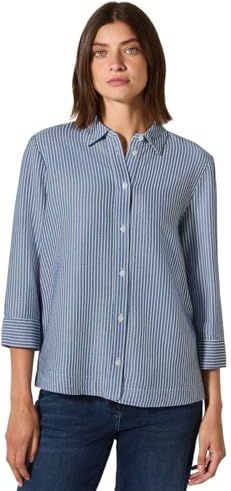 Cecil Dames Gestreepte seersucker blouse in Blauw, Gr: L