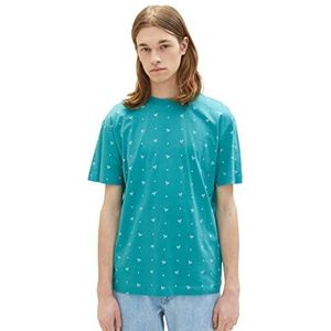 TOM TAILOR Denim Heren 1036453 T-shirt, 31933-groen wit tennisprint, XL, 31933 - Green White Tennis Print, XL