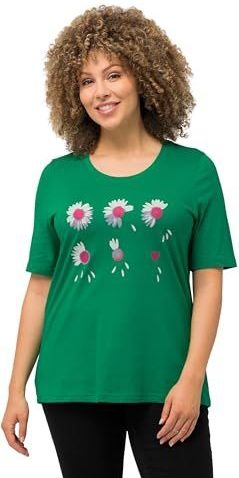 Ulla Popken Shirt 'Blütenzauber'  groen / pink / wit