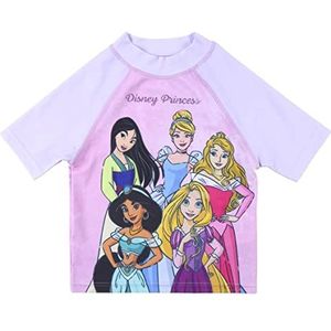 Disney Princess Girl's Bath T-shirt - Wit - Maat 24 Maanden - Sneldrogende Stof - Mulan, Assepoester, Jasmine, Rapunzel en Aurora - Origineel Product Ontworpen in Spanje