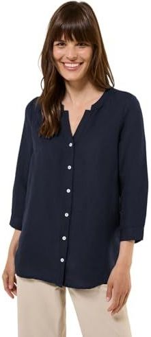 Cecil Dames Tuniek van linnenmix met knopen in Blauw, Gr: M