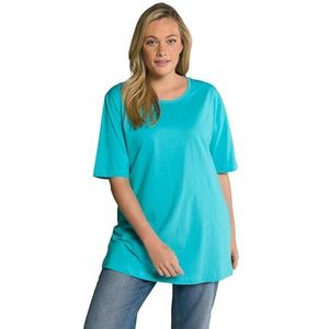 Ulla Popken Basic T-shirt voor dames, ronde hals, Diep aqua, 46/48 NL