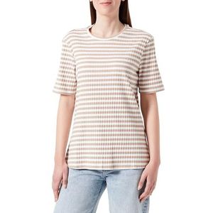 PIECES Dames Pcsafi Ss Top Noos Qx T-shirt, Silver Mink/Stripes: cloud danser, 42-44 Grote maten
