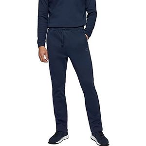 BOSS Heren Hadim joggingbroek van katoen-jersey met meerlaags logo in gebogen design, Navy410, XS