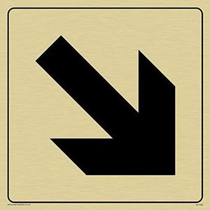 Viking Signs DV1052-S15-GV Diagonal Arrow Only Sign, Positieve zwarte tekst met rand, Vinyl Gold Sticker, 150 mm H x 150 mm W