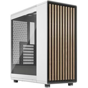 Fractal Design North Chalk White Tempered Glass Clear - Wood Oak front - Glass side panel - Two 140mm Aspect PWM fans included - Type C USB - ATX Airflow Mid Tower PC Gaming Case