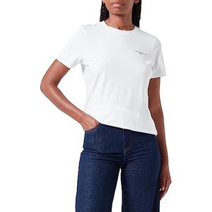 Tommy Hilfiger Dames T-shirt met korte mouwen en ronde hals, regular fit, Wit (Ecru), XXS