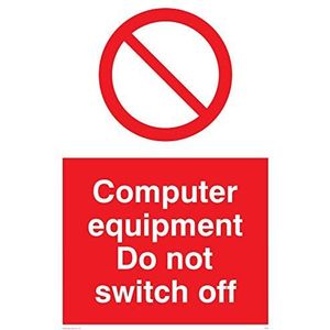 Viking Signs PV52-A4P-1M ""Computer Equipment Do Not Switch Off"" Sign, Kunststof, 1 mm Semi-Rigid, 300 mm H x 200 mm W