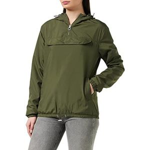 Urban Classics Dames windbreaker met capuchon voor vrouwen, basic pull over jack verkrijgbaar in meer dan 10 kleurvarianten, maten XS - 5XL, dark olive, S