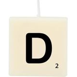 PD-Party 7040014 Scrabble Letter Kaars | Feest | Decoraties | Ambiente - D, Crème/Zwart, 4cm Lengte x 4cm Breedte x 2cm Hoogte