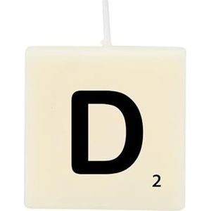 PD-Party 7040014 Scrabble Letter Kaars | Feest | Decoraties | Ambiente - D, Crème/Zwart, 4cm Lengte x 4cm Breedte x 2cm Hoogte