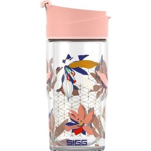 SIGG Nova Mug Flowers Thermosbeker (0,37 L), glazen beker, dubbelwandig, geïsoleerd voor thee of koffie om mee te nemen, lekvrije thermodrinkbeker voor onderweg