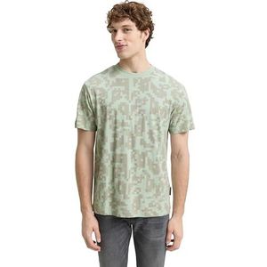 TOM TAILOR DENIM - Shirt - Lichtgrijs - Normale Pasvorm - Kwartmouw