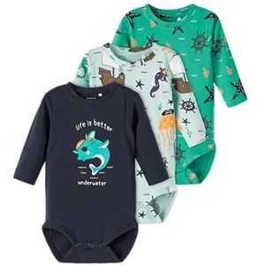 NAME IT Baby Boys NBMOCEAN 3P LS Body, Pastel Turquoise, 68