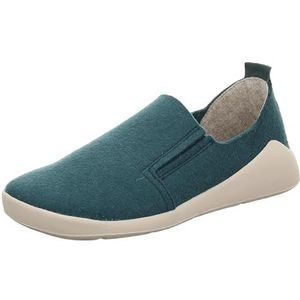 THINK! Duene Home_3-000627 Pantoffels voor dames, duurzaam wolvilt, 8000 Petrol Blu Combi, 40 EU