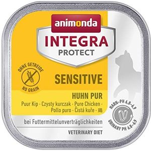 animonda Integra Protect Cat Sensitive, dieet, kattenvoer, nat voer bij dierenallergie, kip puur, 16 x 100 g