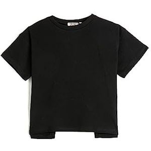 Koton Girls Back Cut Out Detail Basic T-shirt met korte mouwen en ronde hals, katoen, zwart (999), 4-5 Jaar