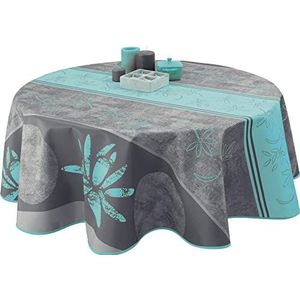 Le linge de Jules Lotus Tafelkleed, vuilafstotend, turquoise, rond, 160 cm