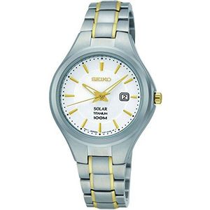 Seiko Unisex analoog kwarts horloge met titanium armband SUT203P1