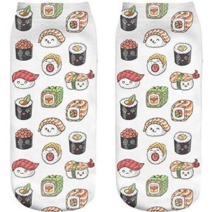 Ferocity Grappige sokken, sneakersokken, halve sokken, sportsokken, enkelsokken met 3D-motief [001], sushi 2, 36-40 EU