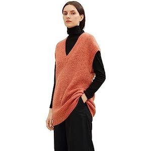 TOM TAILOR Dames Trui met V-hals 1034075, 30670 - Canyon Sunset Red Melange, XS