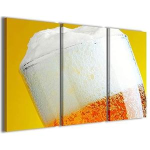 Kunstdruk op canvas, Beer II moderne glazen pot Birra in 3 panelen, klaar om op te hangen, 120 x 90 cm