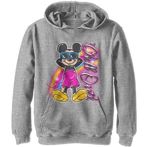 Disney Characters Airbrushed Mickey Boy's Hooded Pullover Fleece, Athletic Heather, Small, Athletic Heather, S