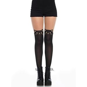 Leg Avenue - 7908 - Panty - Zwart/Nude - Transparant met Kattenprint