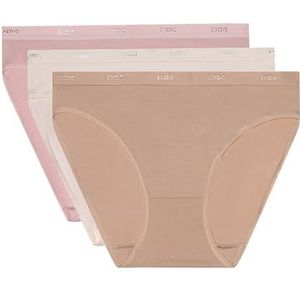 DIM Les Pockets EcoDim Comfortabele katoenen damesslip, 3 stuks, Huid/roze/parelmoer, XXL