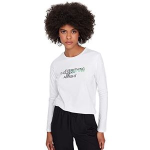 Trendyol Dames vrouw Regular Standard Crew Neck Knit T-shirt, wit, M, Kleur: wit, M