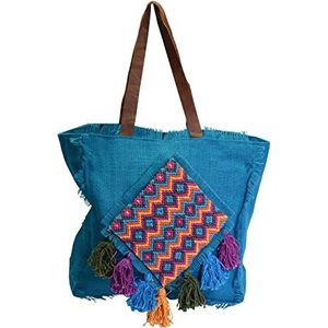 Vacchetti jute tas, stof, turquoise, medium