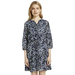 TOM TAILOR Dames Chiffon jurk met bloemenprint 1021386, 24590 - Blue Flower Design, 36