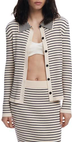 Desigual - Gebreid Vest - Zwart / Wit - Lange Mouw - Normale Pasvorm