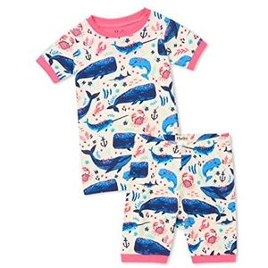 Hatley Pyjama voor meisjes van biologisch katoen met korte mouwen, Aquatische Vrienden, 3 Jaren