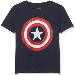Marvel Jongens Captain America Retro T-shirt, Blauw (zwart), 7-8 Jaren
