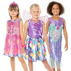 Rubies Barbie prinsessenkist voor meisjes, 3 sets met rokken en top, tiara, haarelastiek en stickers, officiële mat voor verjaardag, Kerstmis, geschenken en spelletjes, eenheidsmaat